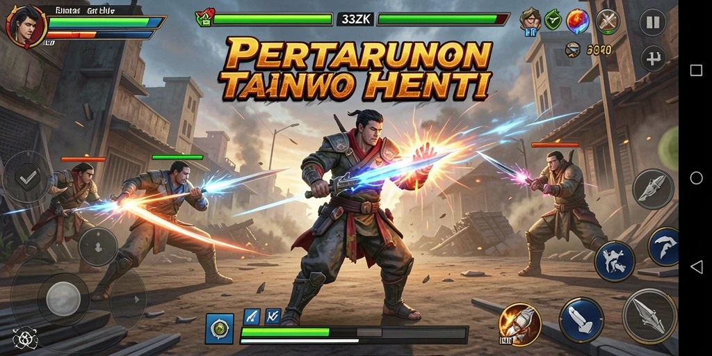 Screenshot gameplay 33ZK menampilkan karakter bertarung dengan efek visual yang menakjubkan.