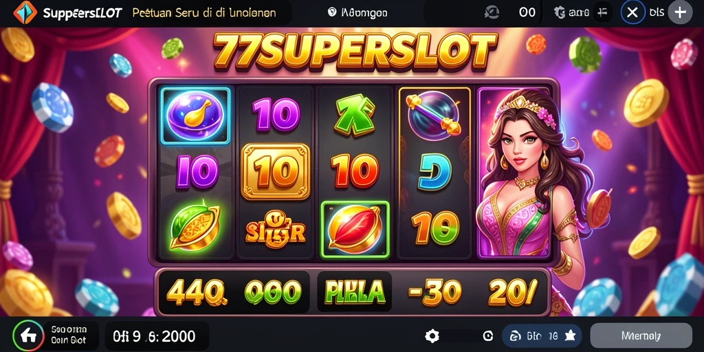 Tampilan gameplay seru dari 77SUPERSLOT yang penuh warna.