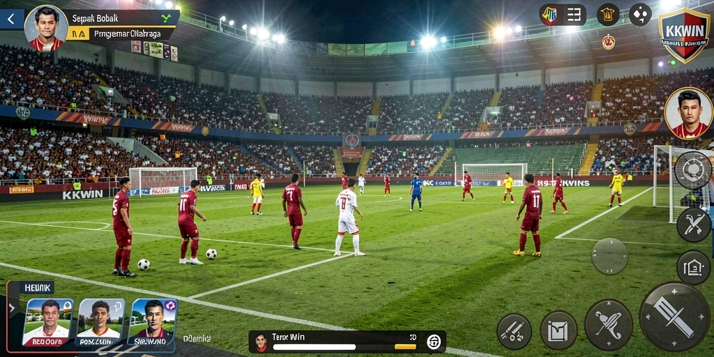 Tampilan gameplay <strong>KKWIN</strong> yang mendebarkan dalam pertandingan sepak bola.