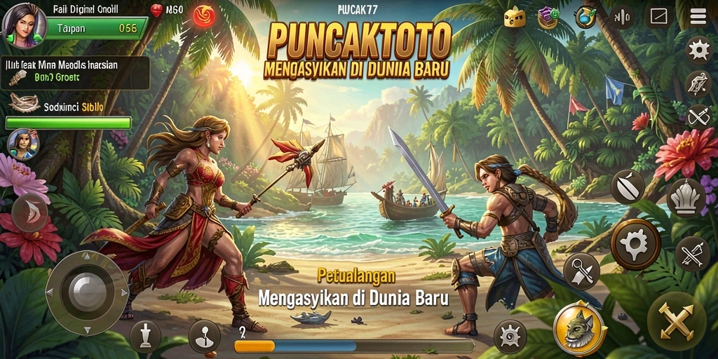 Tangkapan layar menunjukkan aksi petualangan seru di PUNCAKTOTO.