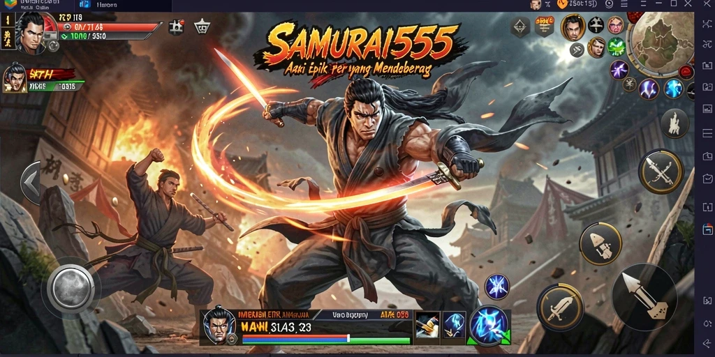 Gameplay seru dengan aksi pertarungan samurai yang mendebarkan.