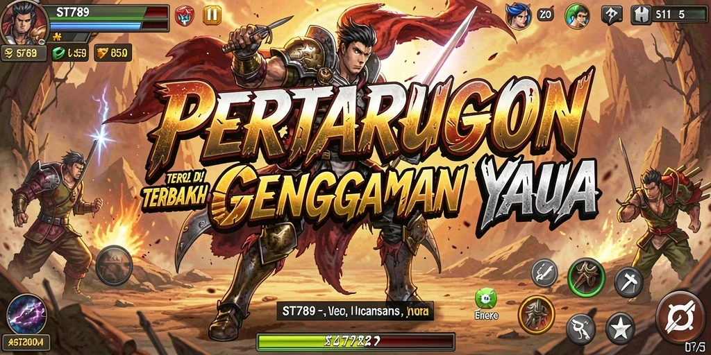 Tangkapan layar ST789 menampilkan pertarungan seru antara dua karakter yang kuat.