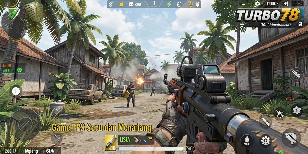 Tampilan aksi mendebarkan dalam game TPS TURBO78.